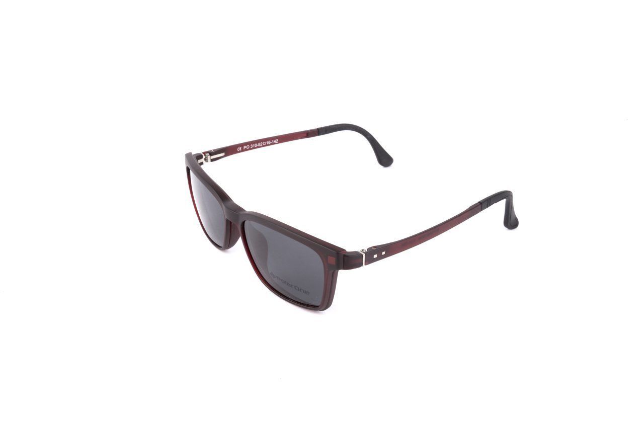 PolarOne Clipsli Optik Gözlük Çerçeve Clip On  Mod 310 MAT BORDO C5M
