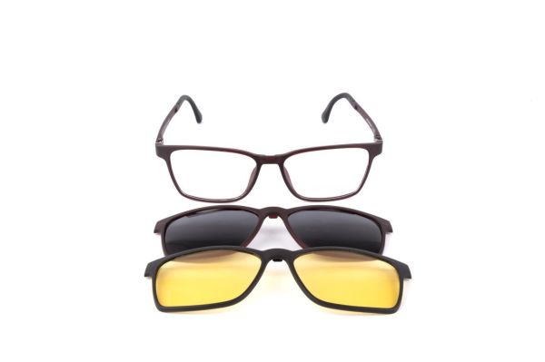 PolarOne Clipsli Optik Gözlük Çerçeve Clip On  Mod 310 MAT BORDO C5M