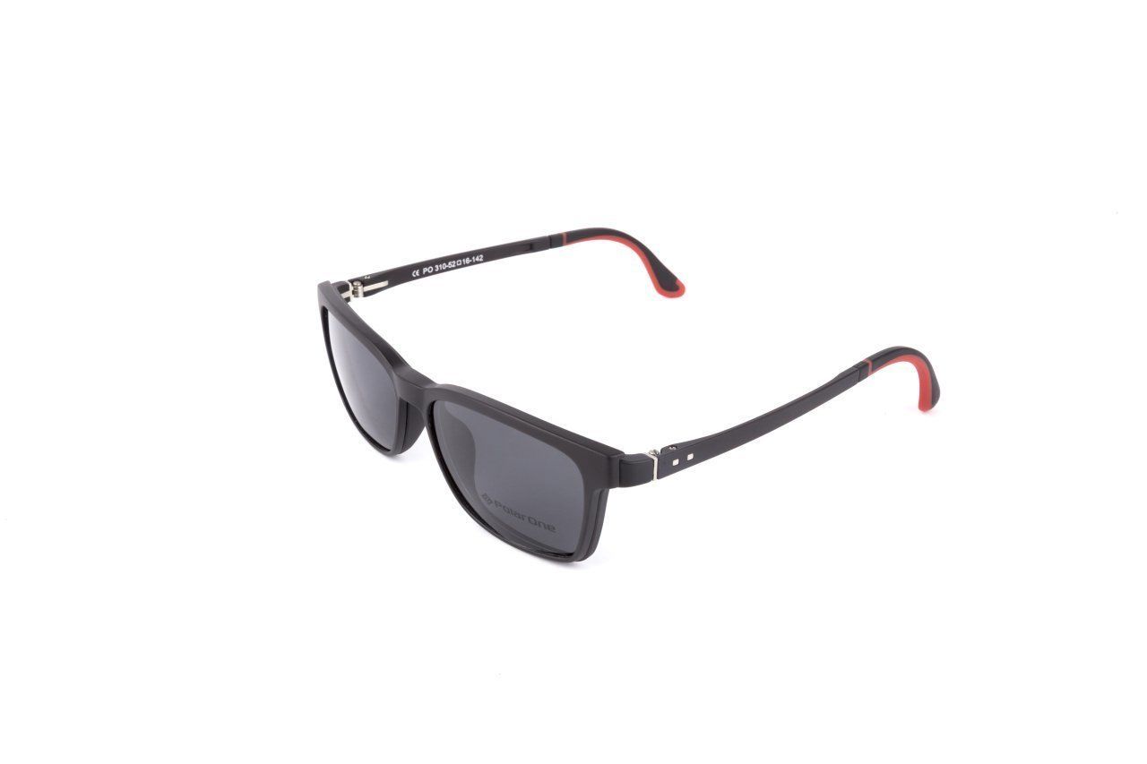 PolarOne Clipsli Optik Gözlük Çerçeve Clip On  Mod 310 MAT SİYAH C1M