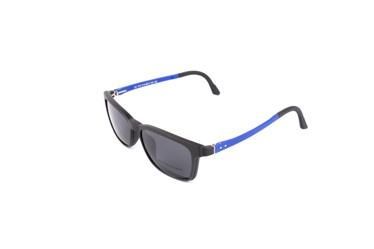 PolarOne Clipsli Optik Gözlük Çerçeve Clip On  Mod 310 SİYAH GÖVDE MAVİ SAP C1M-OM