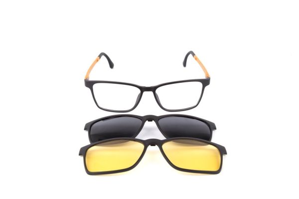 PolarOne Clipsli Optik Gözlük Çerçeve Clip On  Mod 310 SİYAH GÖVDE TURUNCU SAP C1M-OT