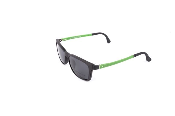 PolarOne Clipsli Optik Gözlük Çerçeve Clip On  Mod 310 SİYAH GÖVDE YEŞİL SAP C1M-OY