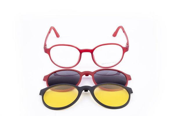 PolarOne Clipsli Optik Gözlük Çerçeve Clip On  Mod 312 MAT BORDO C5M
