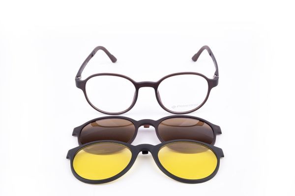 PolarOne Clipsli Optik Gözlük Çerçeve Clip On  Mod 312 MAT KAHVERENGİ C4M