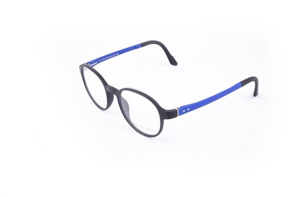 PolarOne Clipsli Optik Gözlük Çerçeve Clip On  Mod 312 SİYAH GÖVDE MAVİ SAP C1M-OM