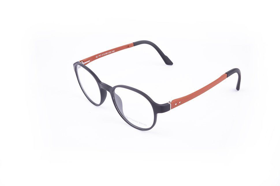 PolarOne Clipsli Optik Gözlük Çerçeve Clip On  Mod 312 SİYAH GÖVDE TURUNCU SAP C1M-OT