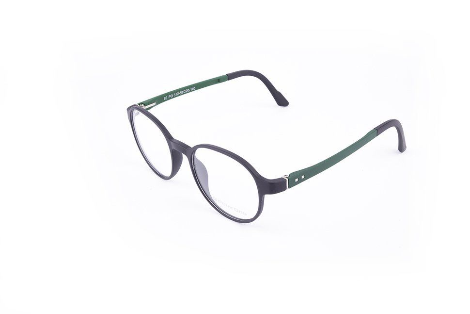 PolarOne Clipsli Optik Gözlük Çerçeve Clip On  Mod 312 SİYAH GÖVDE YEŞİL SAP C1M-OY