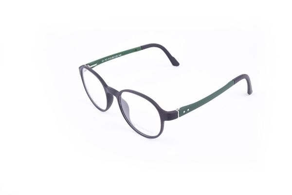 PolarOne Clipsli Optik Gözlük Çerçeve Clip On  Mod 312 SİYAH GÖVDE YEŞİL SAP C1M-OY