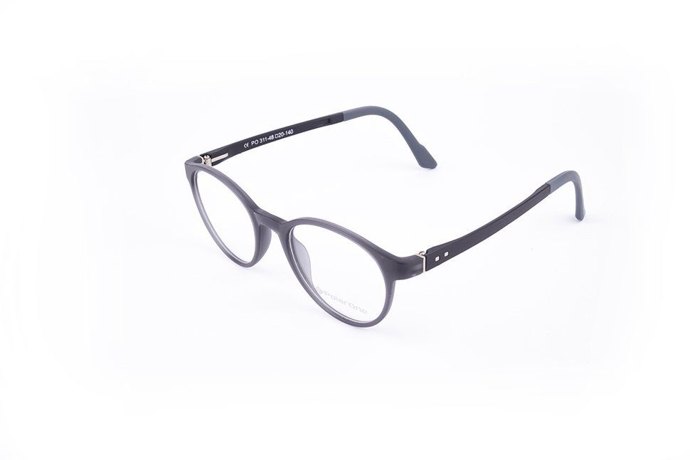 PolarOne Clipsli Optik Gözlük Çerçeve Clip On  Mod 311 GRİ GÖVDE SİYAH SAP C3M-S