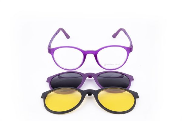 PolarOne Clipsli Optik Gözlük Çerçeve Clip On  Mod 311 LİLA GÖVDE OPAK LİLA SAP C7M