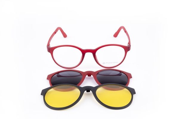 PolarOne Clipsli Optik Gözlük Çerçeve Clip On  Mod 311 MAT BORDO C5M