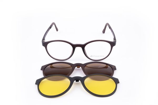 PolarOne Clipsli Optik Gözlük Çerçeve Clip On  Mod 311 MAT KAHVERENGİ C4M