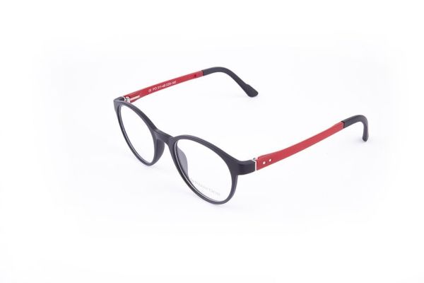 PolarOne Clipsli Optik Gözlük Çerçeve Clip On  Mod 311 SİYAH GÖVDE KIRMIZI SAP C1M-OK
