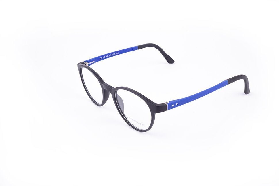 PolarOne Clipsli Optik Gözlük Çerçeve Clip On  Mod 311 SİYAH GÖVDE MAVİ SAP C1M-OM