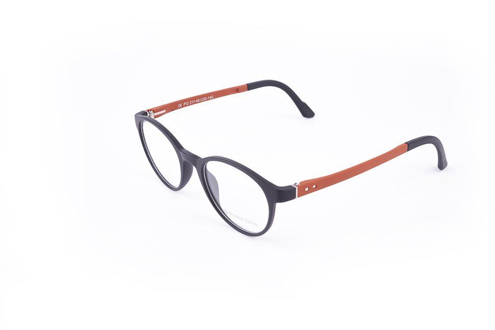 PolarOne Clipsli Optik Gözlük Çerçeve Clip On  Mod 311 SİYAH GÖVDE TURUNCU SAP C1M-OT