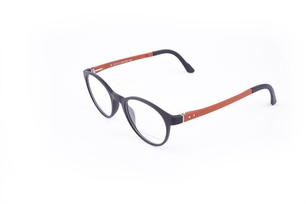PolarOne Clipsli Optik Gözlük Çerçeve Clip On  Mod 311 SİYAH GÖVDE TURUNCU SAP C1M-OT