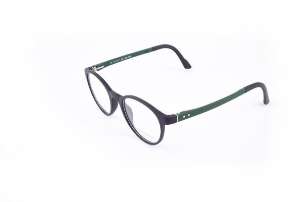 PolarOne Clipsli Optik Gözlük Çerçeve Clip On  Mod 311 SİYAH GÖVDE YEŞİL SAP C1M-OY