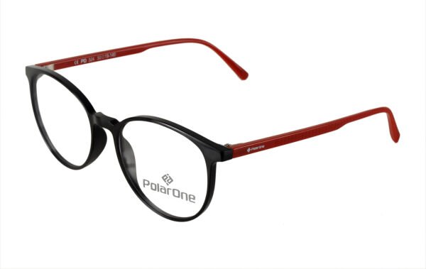 Polarone Tr-90 Optik gözlük çerçeve Model : 324 C1-OK  PARLAK SİYAH GÖVDE KIRMIZI KOL