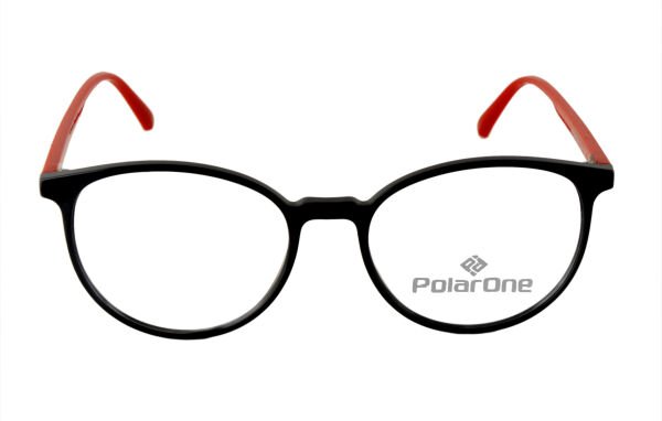 Polarone Tr-90 Optik gözlük çerçeve Model : 324 C1-OK  PARLAK SİYAH GÖVDE KIRMIZI KOL