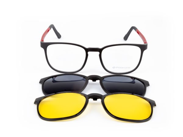 POLARONE KLİPSLİ GÖZLÜK ÇERÇEVESİ CLİP ON 306 53-20 SİYAH GÖVDE KIRMIZI SAP C1M-OK