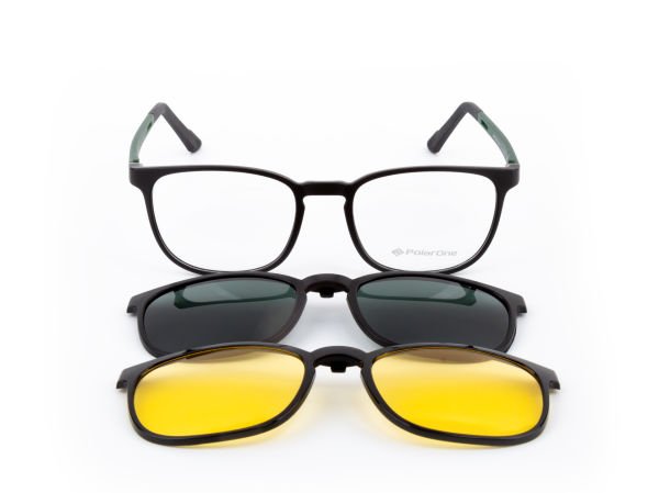POLARONE KLİPSLİ GÖZLÜK ÇERÇEVESİ CLİP ON 306 53-20 SİYAH GÖVDE YEŞİL SAP C1M-OY