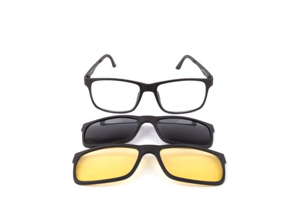 PolarOne Clipsli Optik Gözlük Çerçeve Clip On  Mod 301 MAT SİYAH C1M