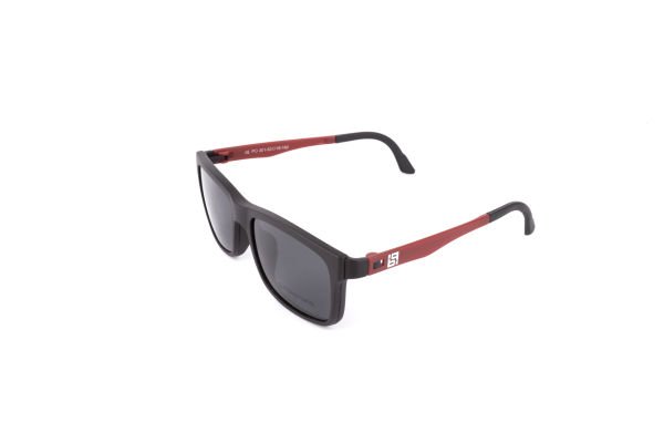 PolarOne Clipsli Optik Gözlük Çerçeve Clip On  Mod 301 SİYAH GÖVDE KIRMIZI SAP C1M-OK