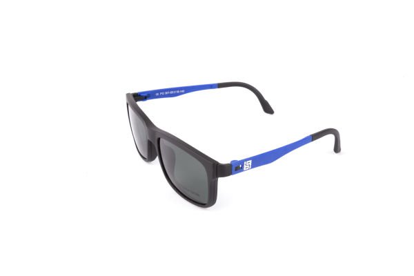 PolarOne Clipsli Optik Gözlük Çerçeve Clip On  Mod 301 SİYAH GÖVDE MAVİ SAP C1M-OM