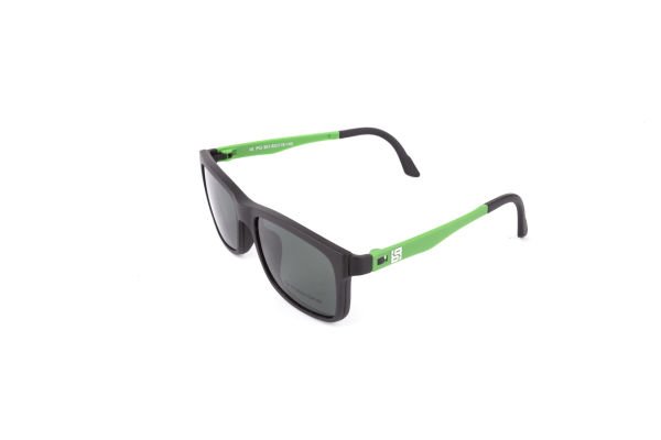 PolarOne Clipsli Optik Gözlük Çerçeve Clip On  Mod 301 SİYAH GÖVDE YEŞİL SAP C1M-OY