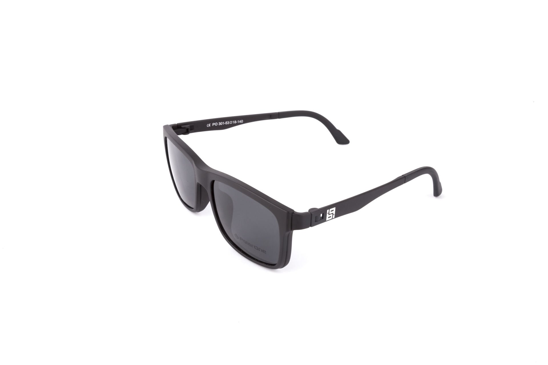 PolarOne Clipsli Optik Gözlük Çerçeve Clip On  Mod 301 GRİ GÖVDE SİYAH SAP C3M-S