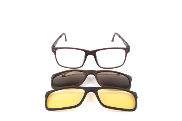 PolarOne Clipsli Optik Gözlük Çerçeve Clip On  Mod 301 MAT KAHVERENGİ C4M