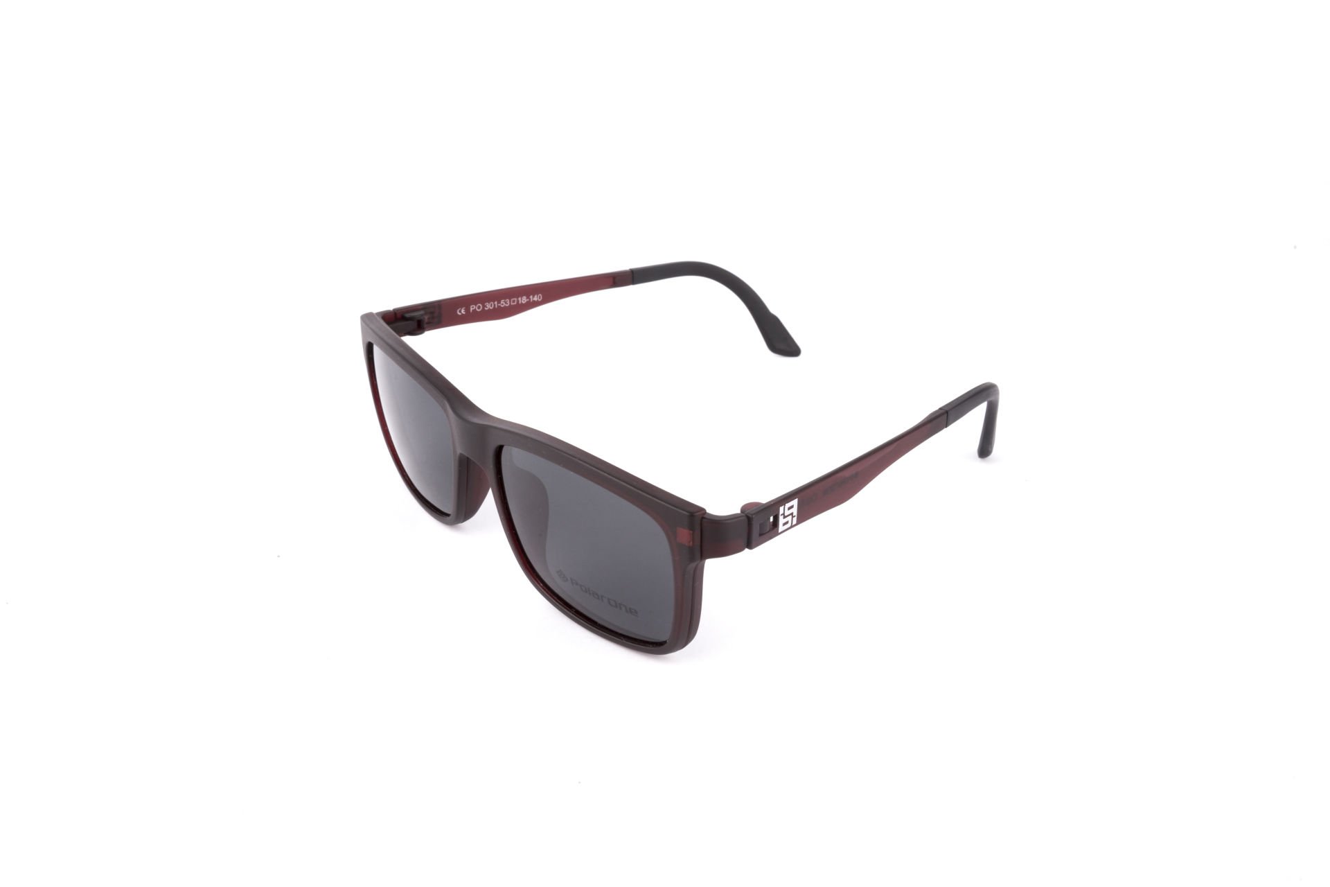 PolarOne Clipsli Optik Gözlük Çerçeve Clip On  Mod 301 MAT BORDO C5M