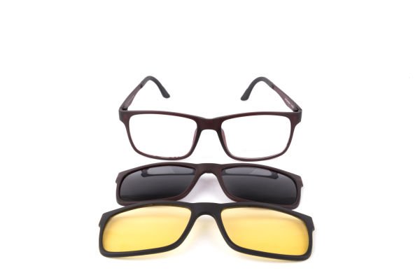 PolarOne Clipsli Optik Gözlük Çerçeve Clip On  Mod 301 MAT BORDO C5M