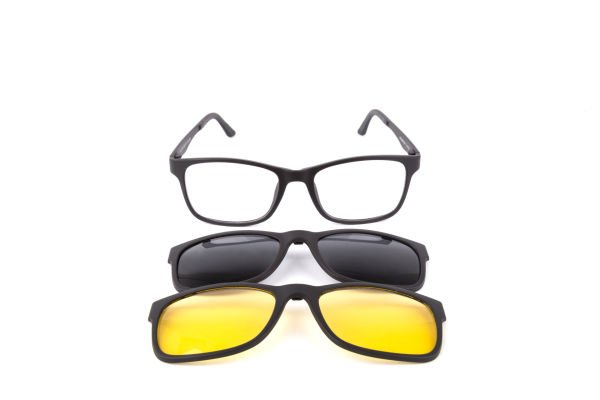 PolarOne Clipsli Optik Gözlük Çerçeve Clip On  Mod 302 MAT SİYAH C1M