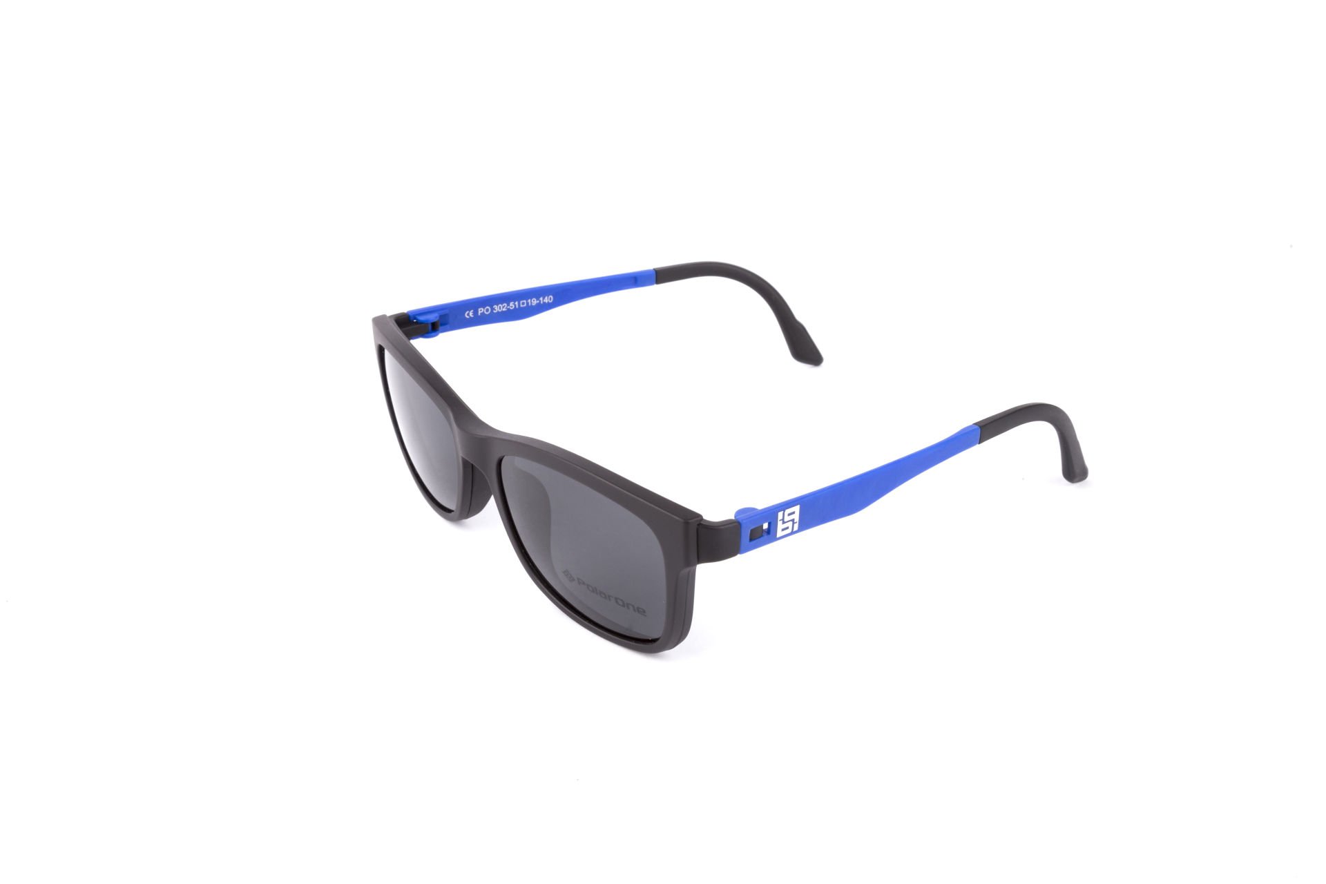 PolarOne Clipsli Optik Gözlük Çerçeve Clip On  Mod 302 SİYAH GÖVDE MAVİ SAP C1M-OM