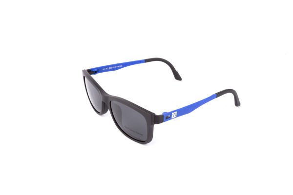 PolarOne Clipsli Optik Gözlük Çerçeve Clip On  Mod 302 SİYAH GÖVDE MAVİ SAP C1M-OM