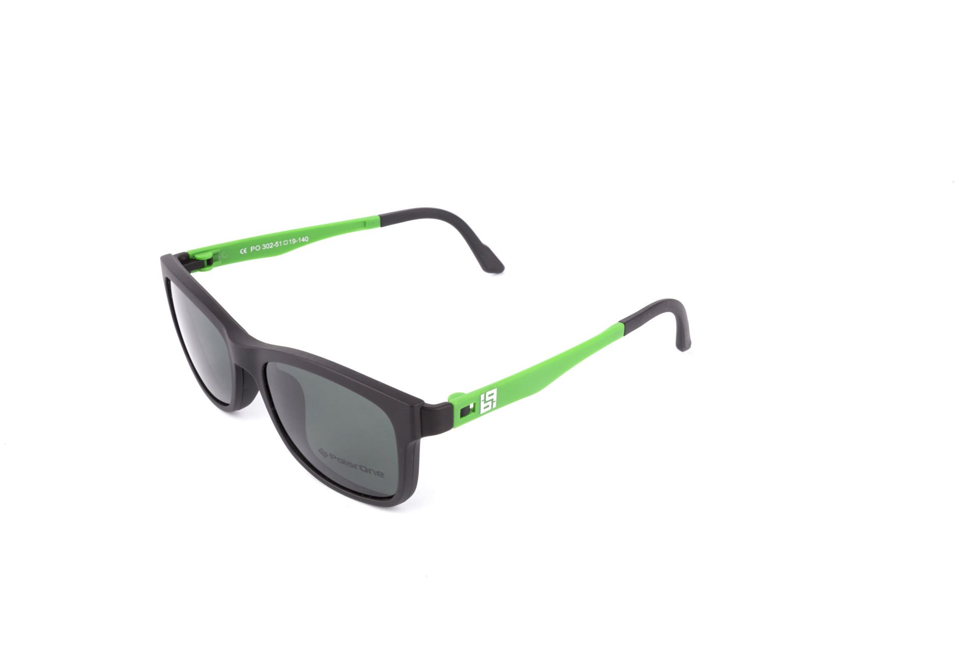 PolarOne Clipsli Optik Gözlük Çerçeve Clip On  Mod 302 SİYAH GÖVDE YEŞİL SAP C1M-OY