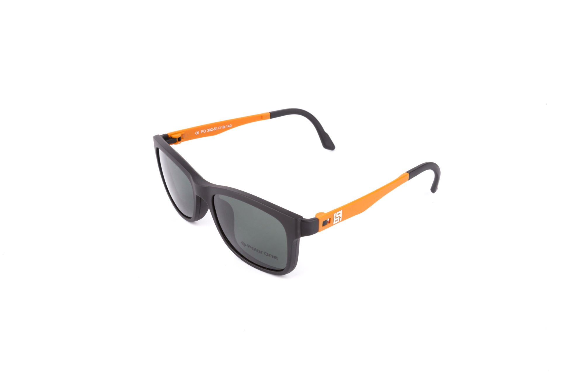 PolarOne Clipsli Optik Gözlük Çerçeve Clip On  Mod 302 SİYAH GÖVDE TURUNCU SAP C1M-OT