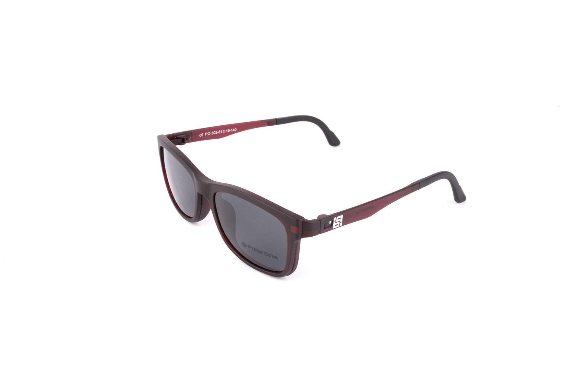 PolarOne Clipsli Optik Gözlük Çerçeve Clip On  Mod 302 MAT BORDO C5M