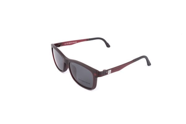 PolarOne Clipsli Optik Gözlük Çerçeve Clip On  Mod 302 MAT BORDO C5M