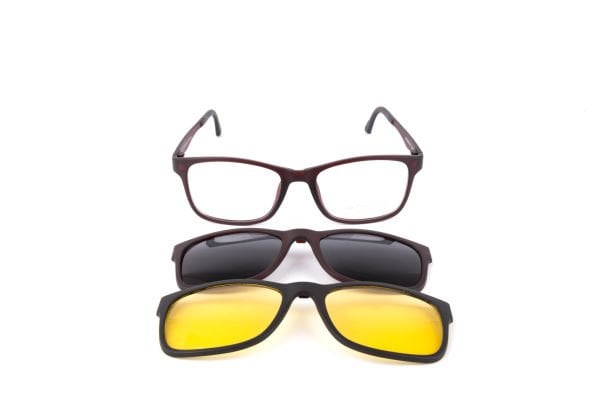 PolarOne Clipsli Optik Gözlük Çerçeve Clip On  Mod 302 MAT BORDO C5M