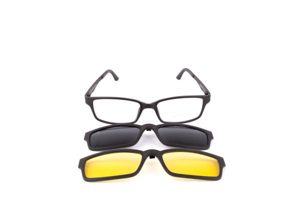 PolarOne Clipsli Optik Gözlük Çerçeve Clip On  Mod 303 MAT SİYAH C1M