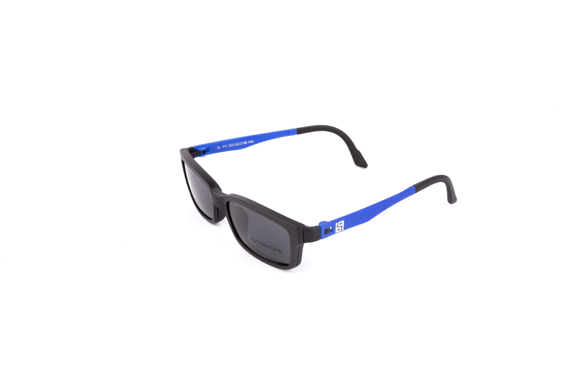 PolarOne Clipsli Optik Gözlük Çerçeve Clip On  Mod 303 SİYAH GÖVDE MAVİ SAP C1M-OM