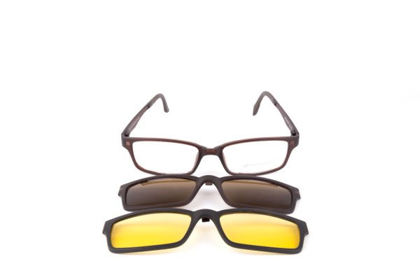 PolarOne Clipsli Optik Gözlük Çerçeve Clip On  Mod 303 MAT KAHVERENGİ C4M