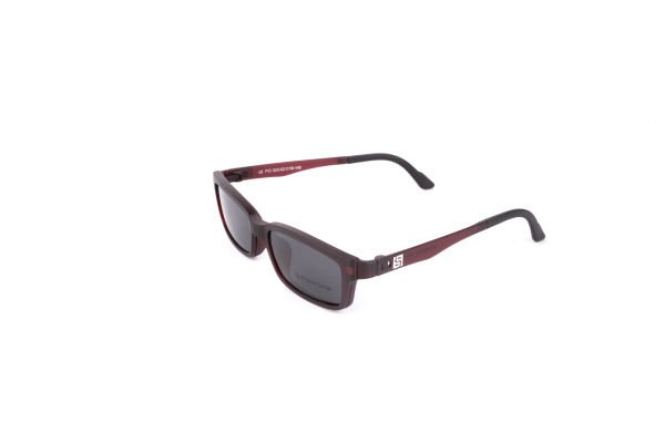 PolarOne Clipsli Optik Gözlük Çerçeve Clip On  Mod 303 MAT BORDO C5M