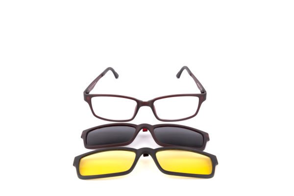 PolarOne Clipsli Optik Gözlük Çerçeve Clip On  Mod 303 MAT BORDO C5M