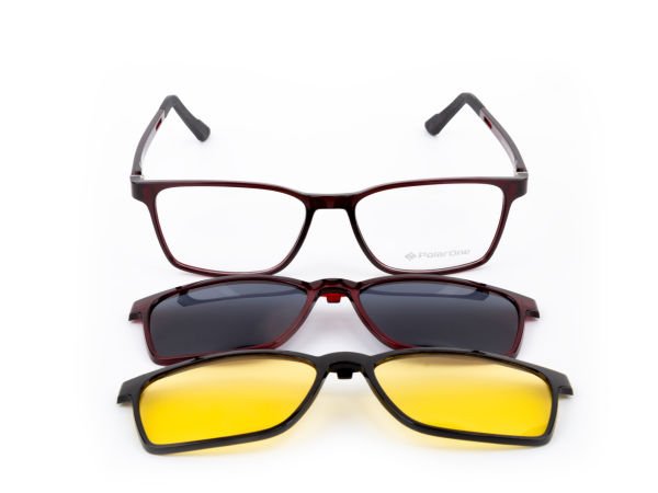 POLARONE KLİPSLİ GÖZLÜK ÇERÇEVESİ CLİP ON 351  55-18 BORDO C5