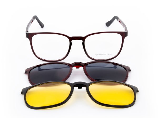POLARONE KLİPSLİ GÖZLÜK ÇERÇEVESİ CLİP ON 306 53-20 BORDO C5