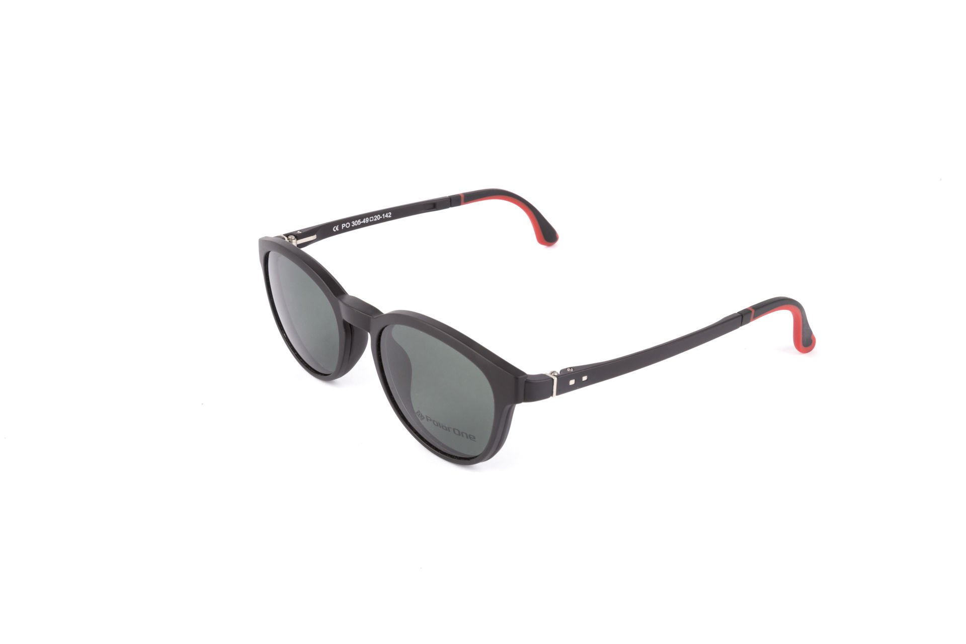 PolarOne Clipsli Optik Gözlük Çerçeve Clip On  Mod 305  49-20 MAT SİYAH C1M