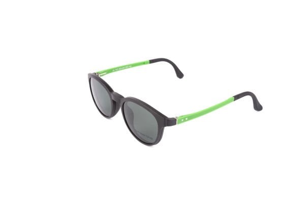 PolarOne Clipsli Optik Gözlük Çerçeve Clip On  Mod 305  49-20 SİYAH GÖVDE YEŞİL SAP C1M-OY
